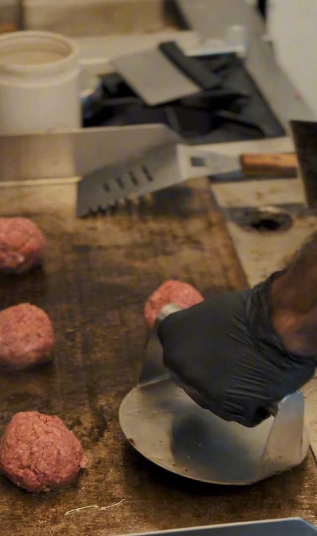 Fresh beef patty preparation